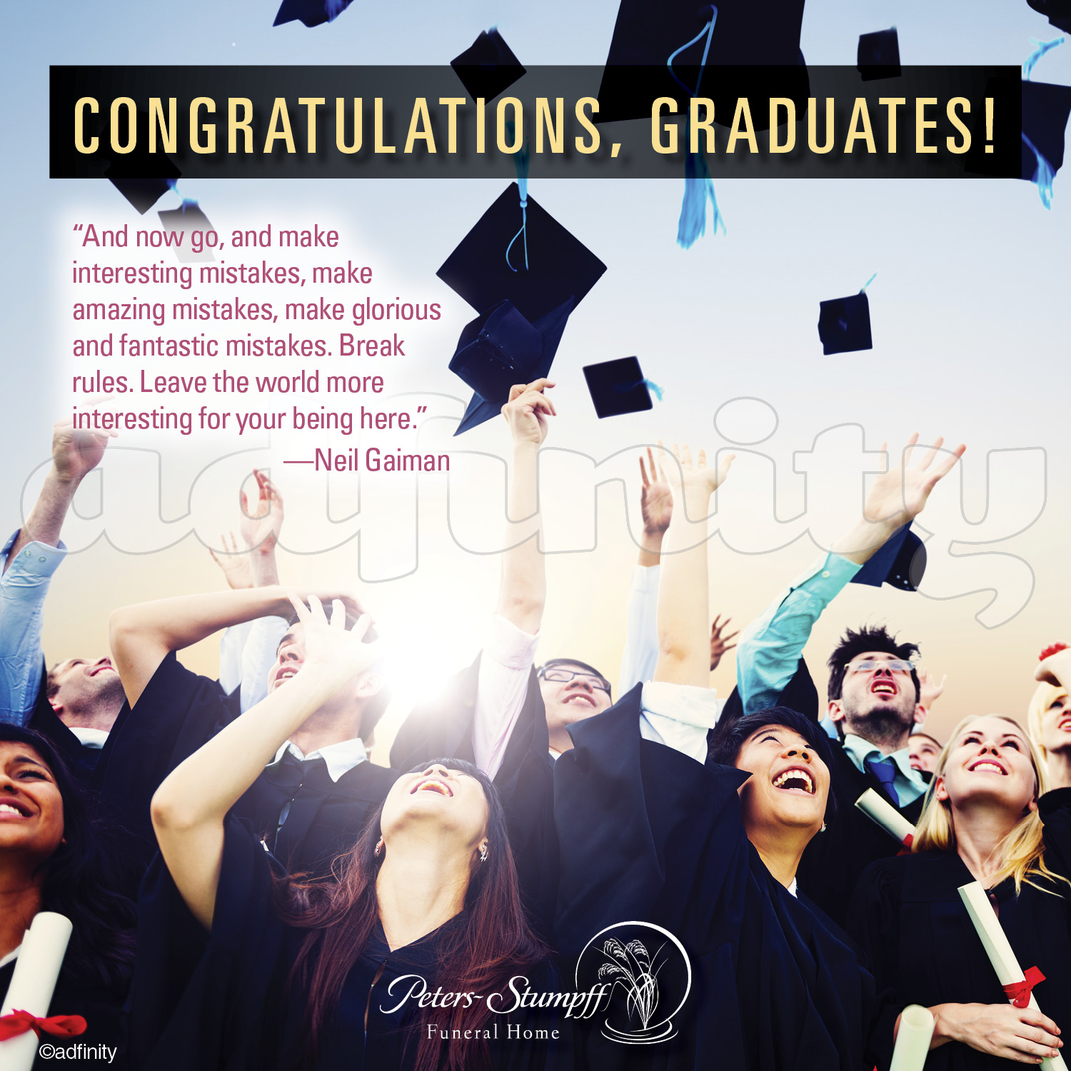 congratulations, graduates! (facebook) adfinity 051506+Congratulations%2C+Graduates%21+Neil+Gaiman+quote+Graduation+Facebook+meme congratulations, graduates! (facebook) adfinity,Congratulations Graduate Meme